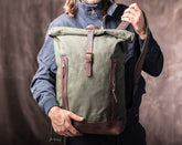 Roll Top Backpack, Waxed Canvas RollTop for Students and College