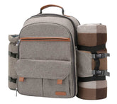 Engraved Picnic Backpack for 4, Insulated Cooler Bag with Blanket