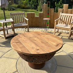 Rustic Wood Cover for BBQ, Grill or Fire Pit | Reclaimed Garden Dining or Coffee Table Conversion | Fire Pit Cover