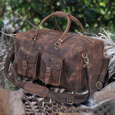 Leather Rolling Duffel Bag: Weekender Trolley Travel Bag