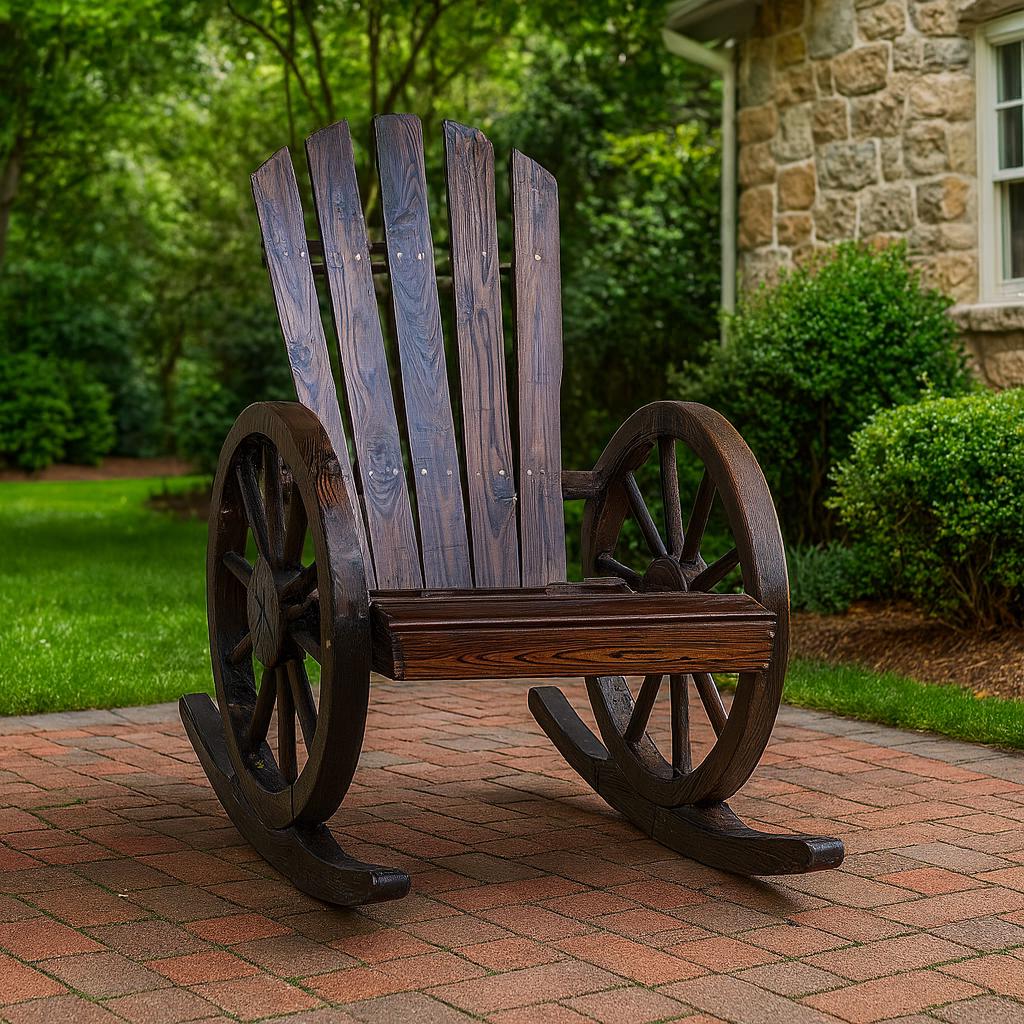 Wooden Adirondack Rocking Chair with Wheel