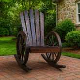 Wooden Adirondack Rocking Chair with Wheel