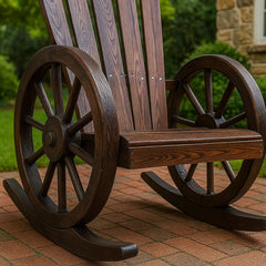 Wooden Adirondack Rocking Chair with Wheel
