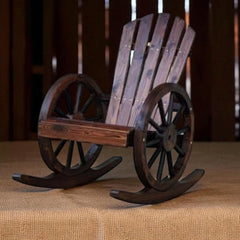 Wooden Adirondack Rocking Chair with Wheel