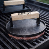 Smash Burger Press Grill Set Cast Iron with Burger Serving Tray and Spatula