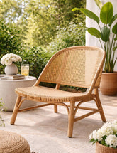 Natural Cane Lounge Chair with Footrest