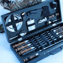 Engraved Stainless Steel BBQ Skewer Set with Wooden Gift Box