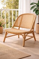 Natural Cane Lounge Chair with Footrest