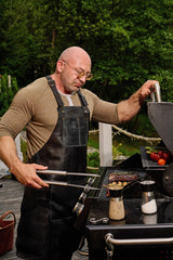 Personalized Leather BBQ Apron with Cross Back Straps, Custom Grill Apron with Pockets