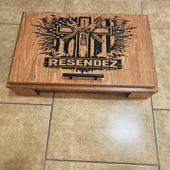 Carved Birch Wood BBQ Box with Pans