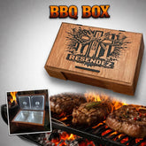 Carved Birch Wood BBQ Box with Pans
