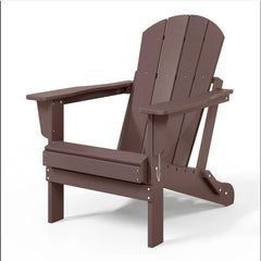 Folding Adirondack Chair, HDPE Poly Lumber Outdoor Patio Seat, Weather-Resistant, Fade-Resistant, Waterproof Lounge