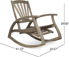 Outdoor Acacia Wood Rocking Chair with Retractable Foot Panel