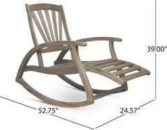 Outdoor Acacia Wood Rocking Chair with Retractable Foot Panel