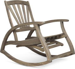Outdoor Acacia Wood Rocking Chair with Retractable Foot Panel
