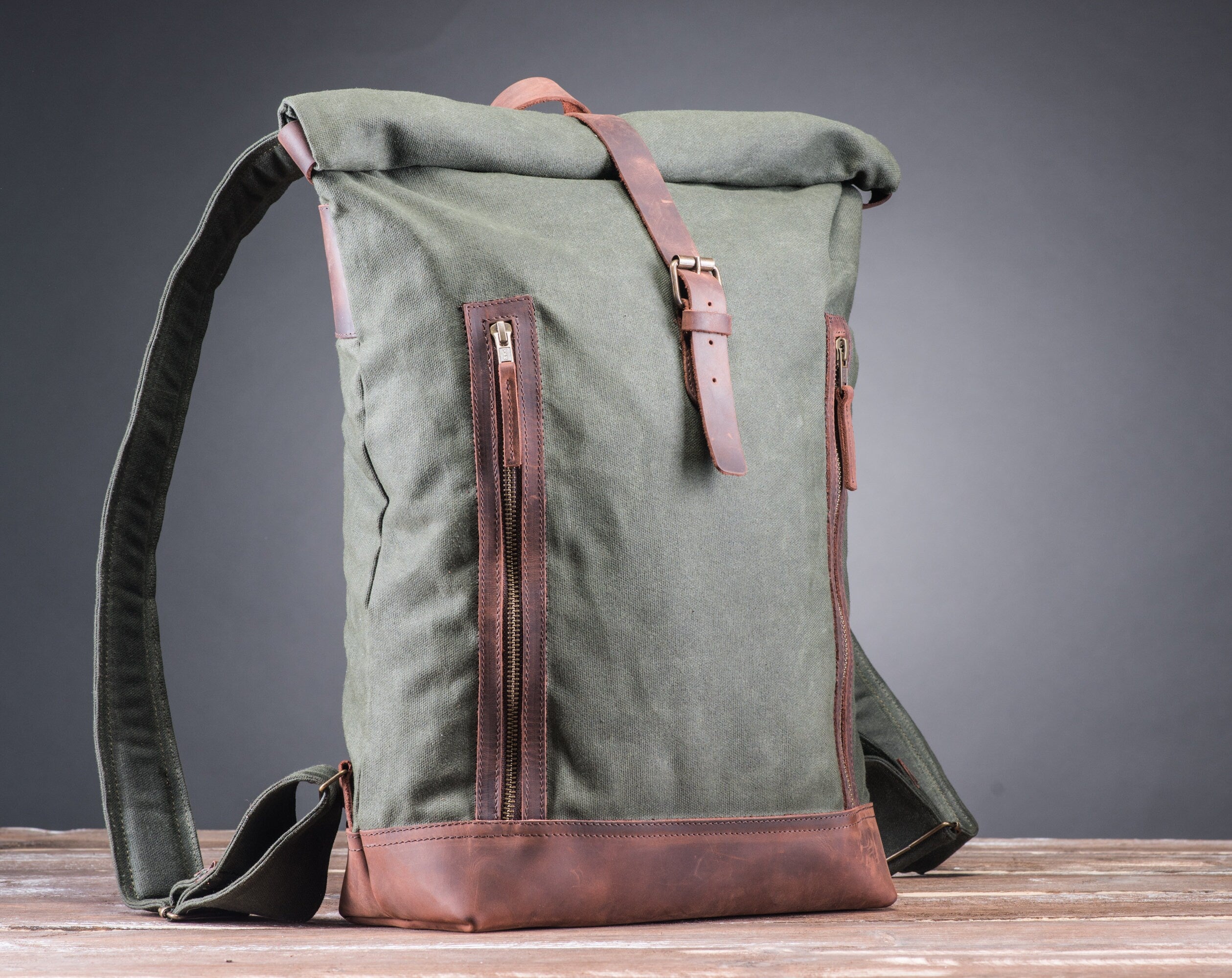 Roll Top Backpack, Waxed Canvas RollTop for Students and College