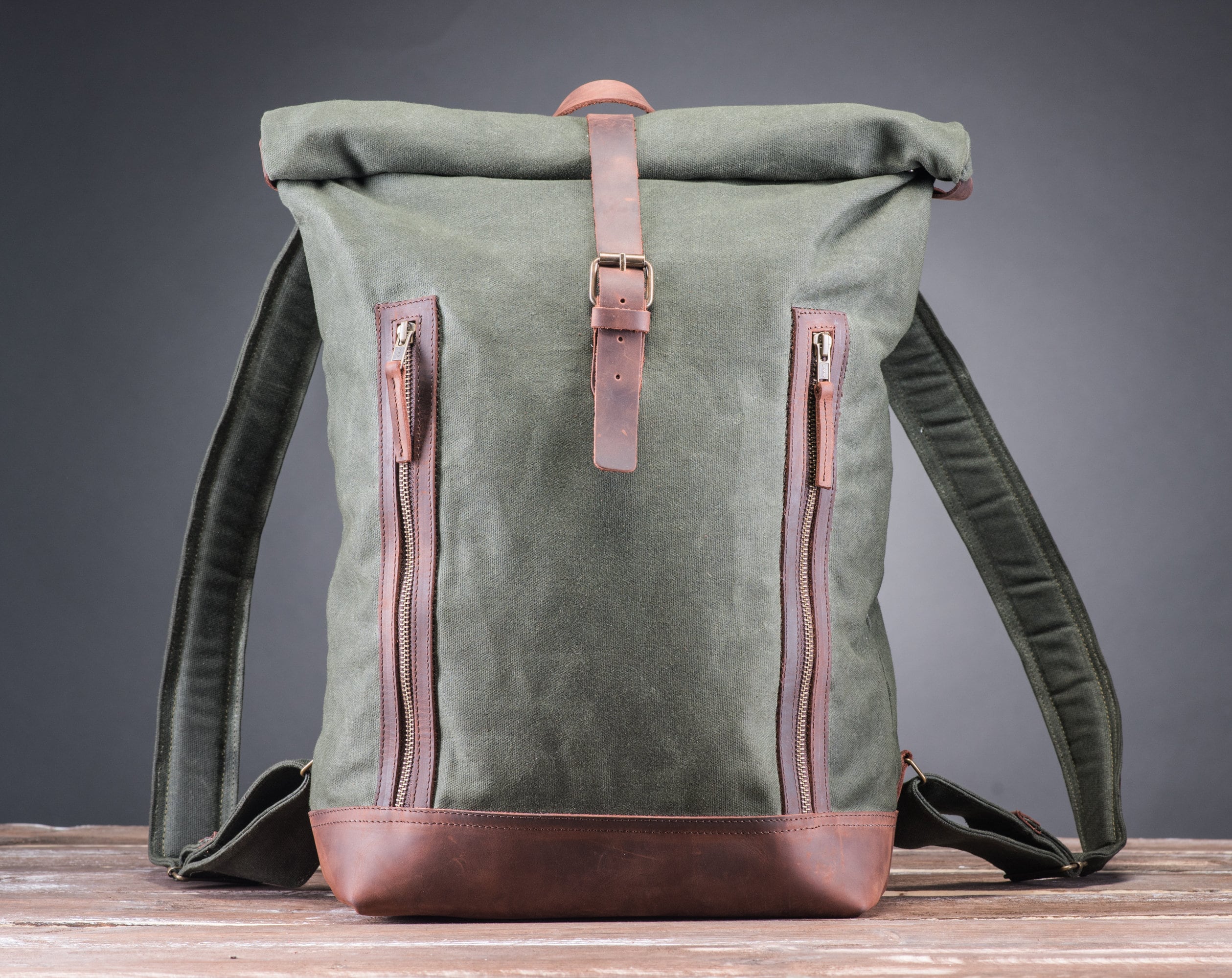 Roll Top Backpack, Waxed Canvas RollTop for Students and College