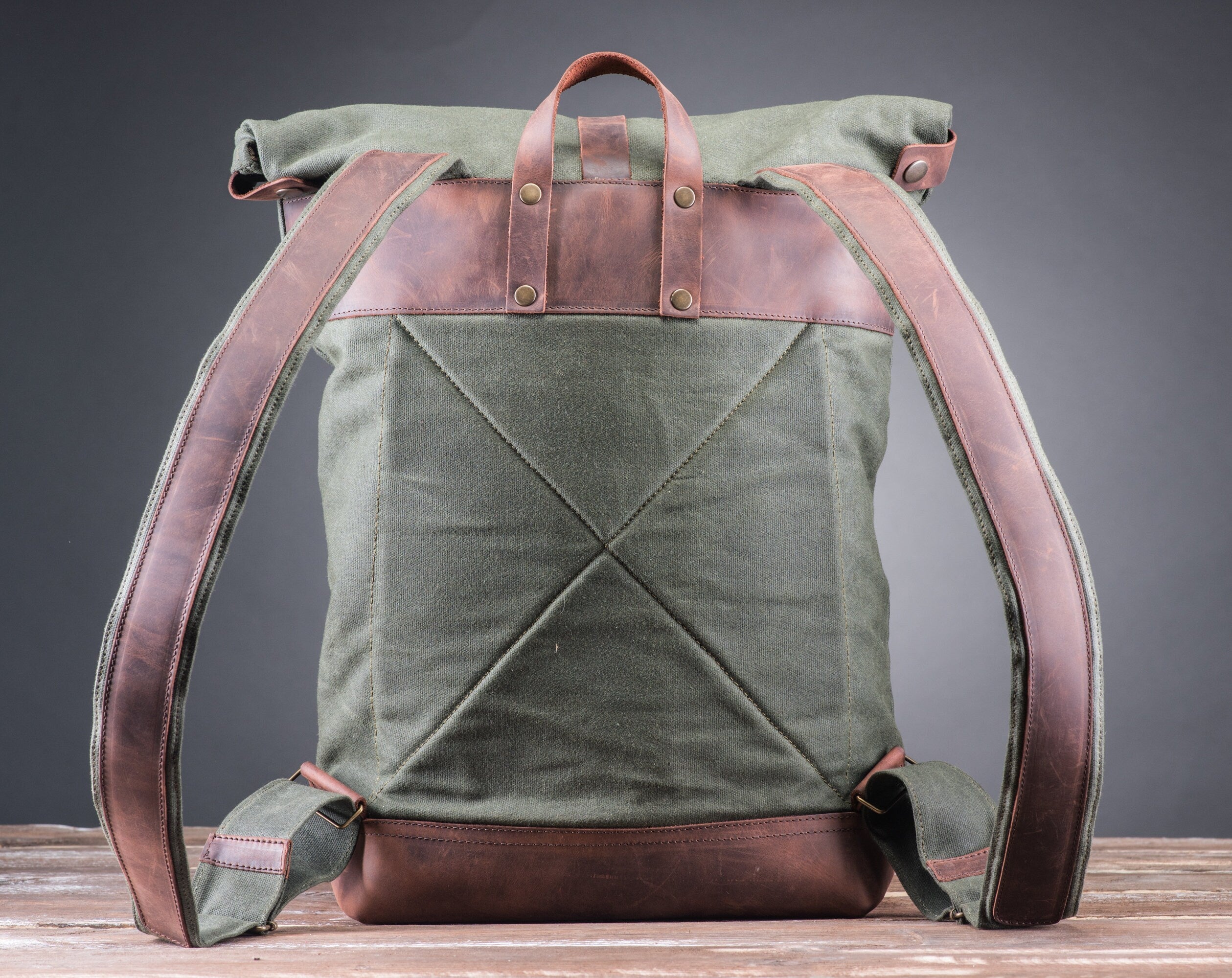 Roll Top Backpack, Waxed Canvas RollTop for Students and College