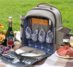 Engraved Picnic Backpack for 4, Insulated Cooler Bag with Blanket