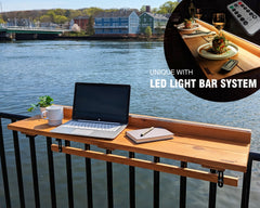 Balcony Bar Table with LED Light, Foldable Space Saving Outdoor Patio Furniture