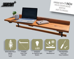 Balcony Bar Table with LED Light, Foldable Space Saving Outdoor Patio Furniture