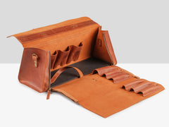 Engraved Leather Grill Bag, Personalized BBQ Carrier, Camping Cook Set, Tailgating Accessory