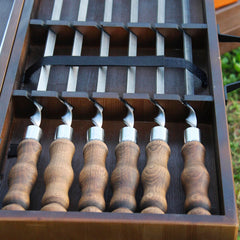Engraved Stainless Steel BBQ Skewer Set with Wooden Gift Box