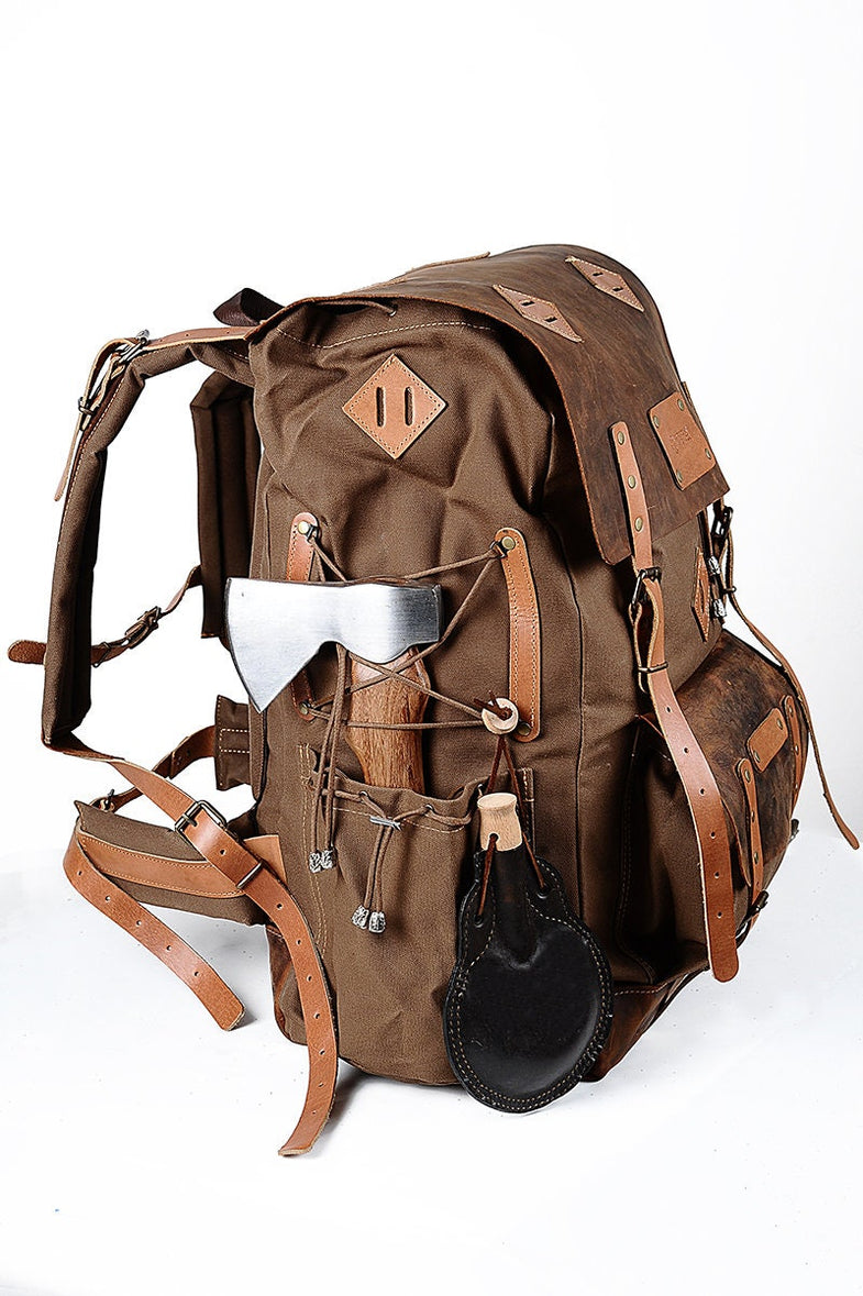 Leather and Canvas Backpack for Travel, Camping, Bushcraft – 525 Outdoorgo
