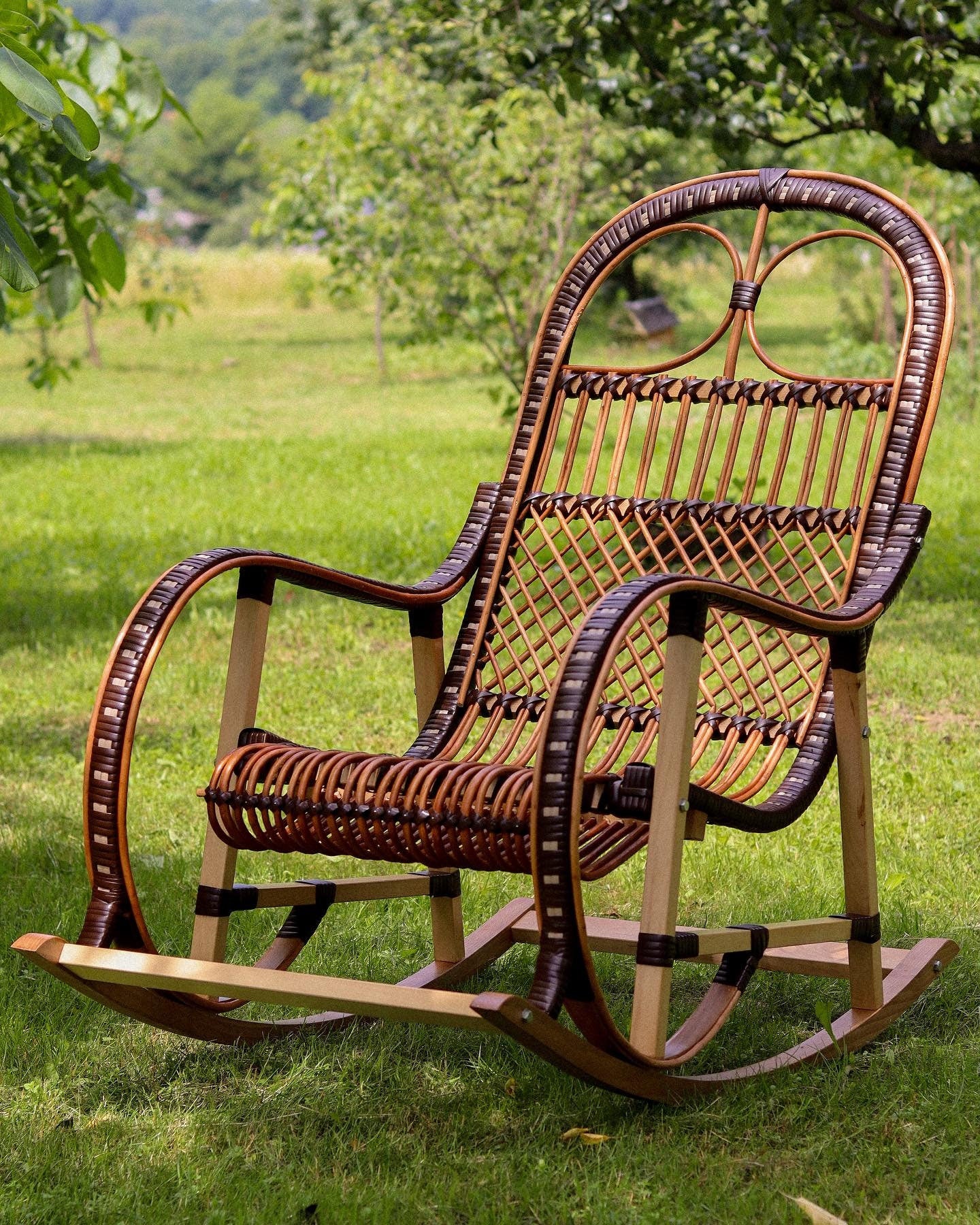 Wicker Rocking Chair, Natural Rattan Rocking Chair, Willow Rocking Chair, Lounge Chair, Outdoor Patio Chair