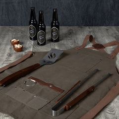 Waxed Canvas Apron with Grilling Tool Set and Metal Bottle Opener