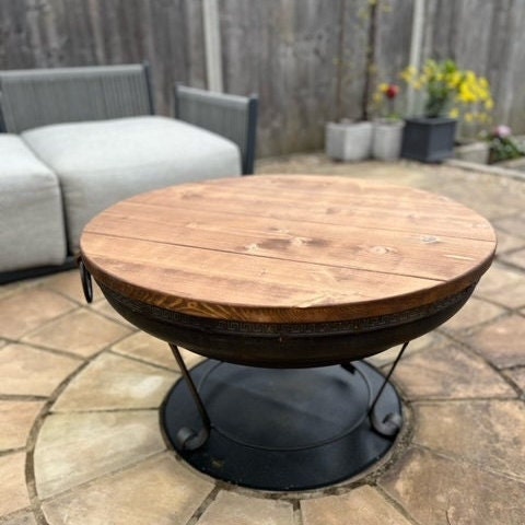 Rustic Wood Cover for BBQ, Grill or Fire Pit | Reclaimed Garden Dining or Coffee Table Conversion | Fire Pit Cover