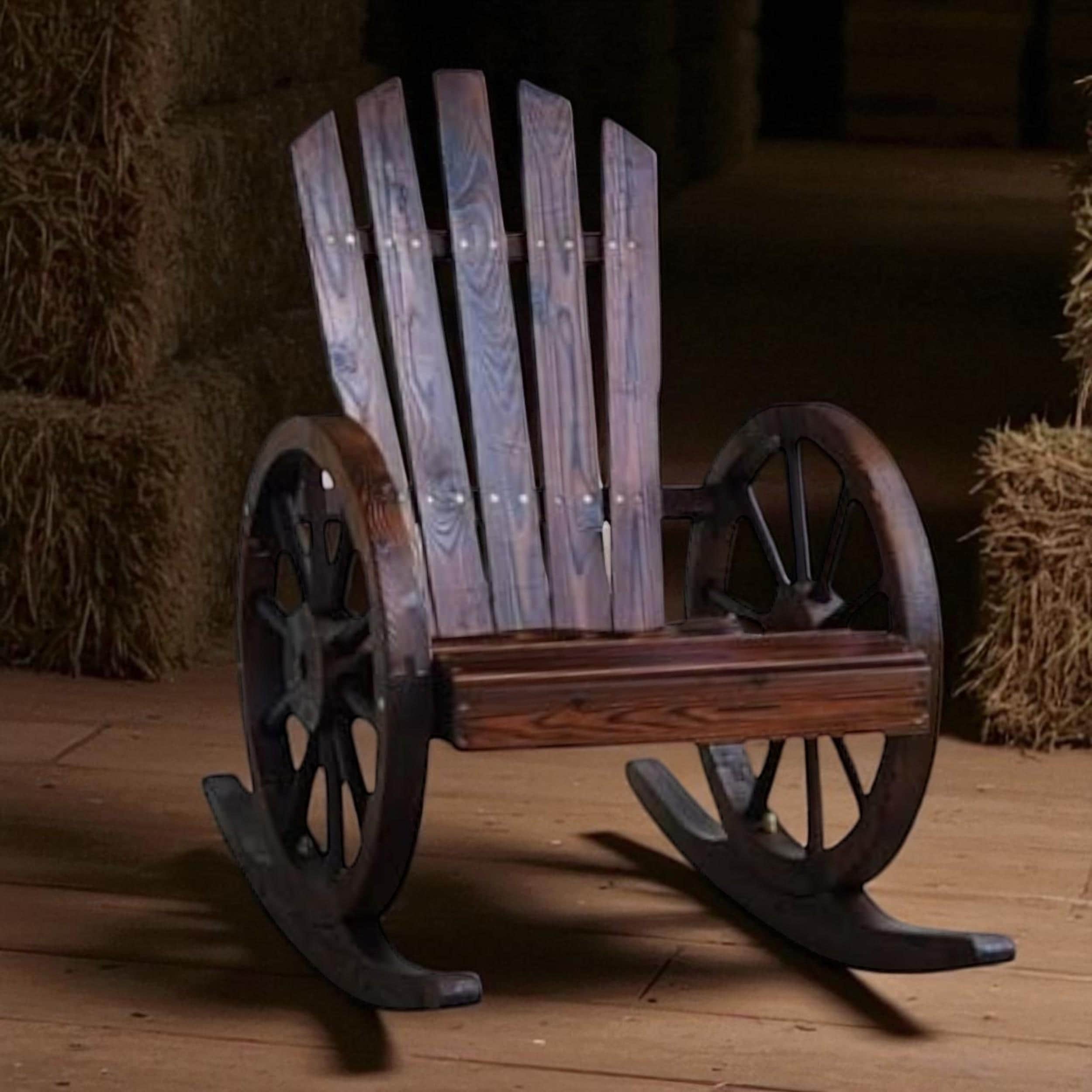 Wooden Adirondack Rocking Chair with Wheel