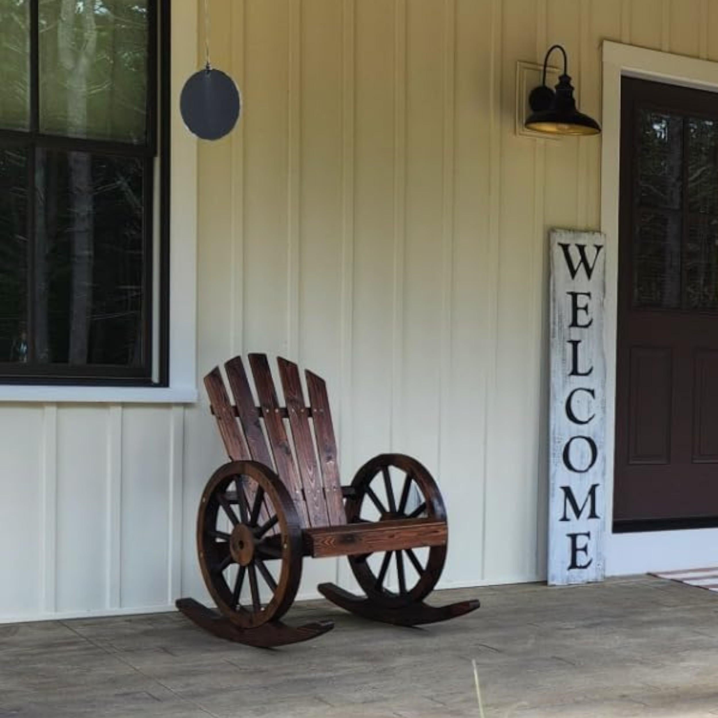 Wooden Adirondack Rocking Chair with Wheel