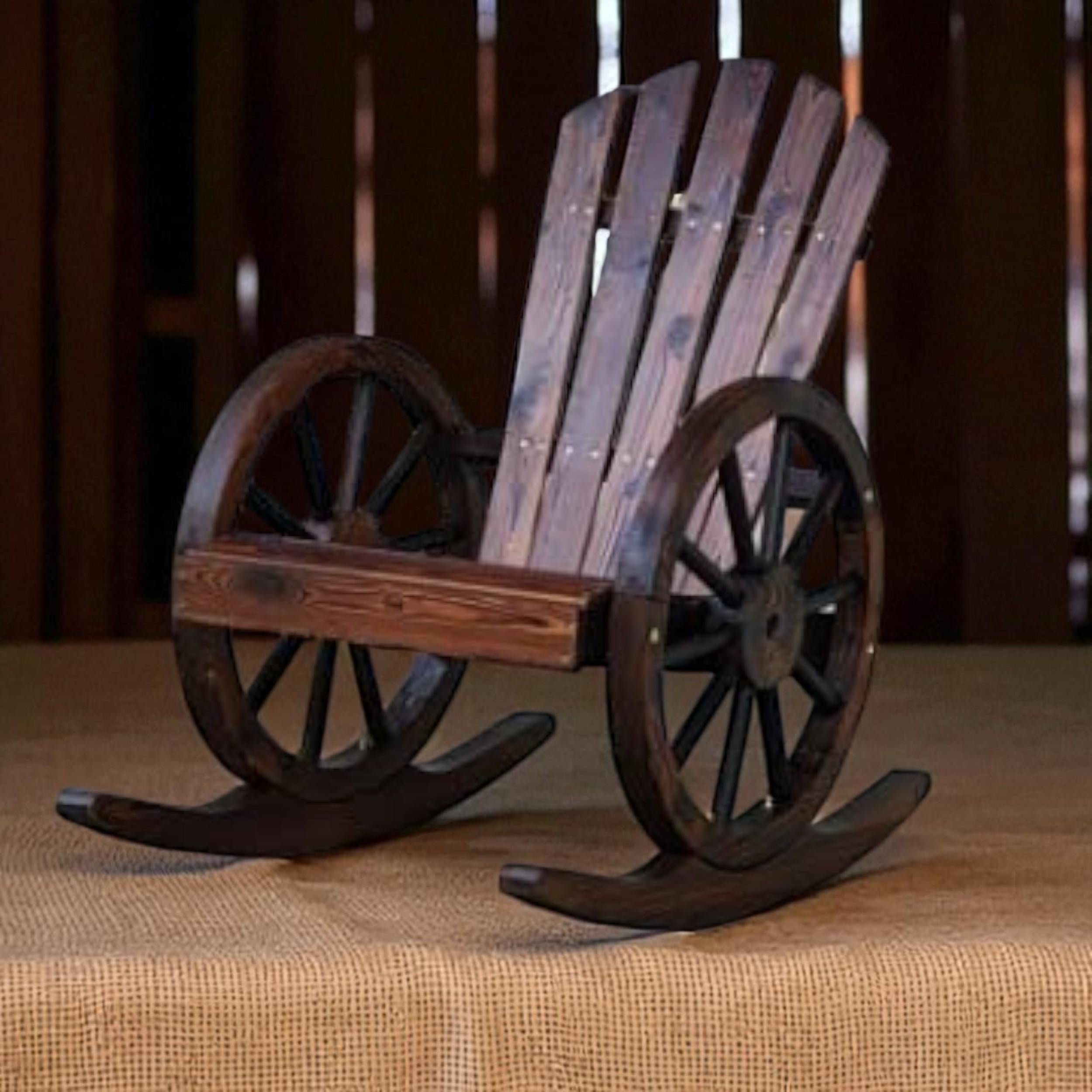 Wooden Adirondack Rocking Chair with Wheel