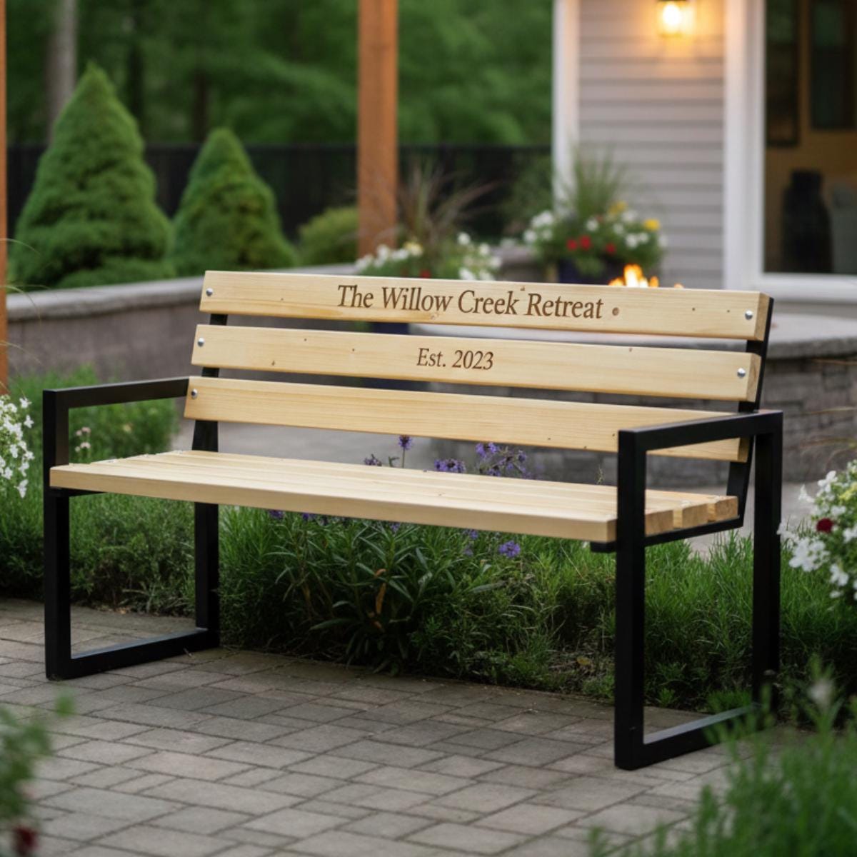 Personalized Engraved Outdoor Bench, Memorial Garden Bench