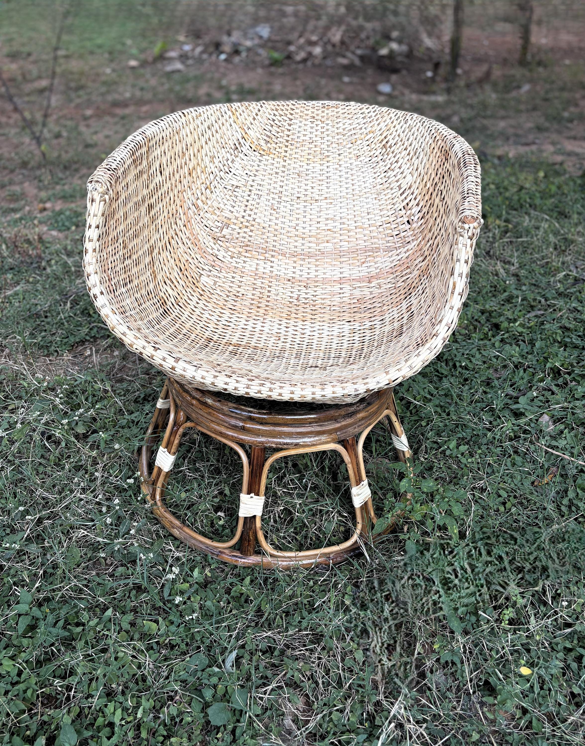 Cane and Rattan Lounge Chair