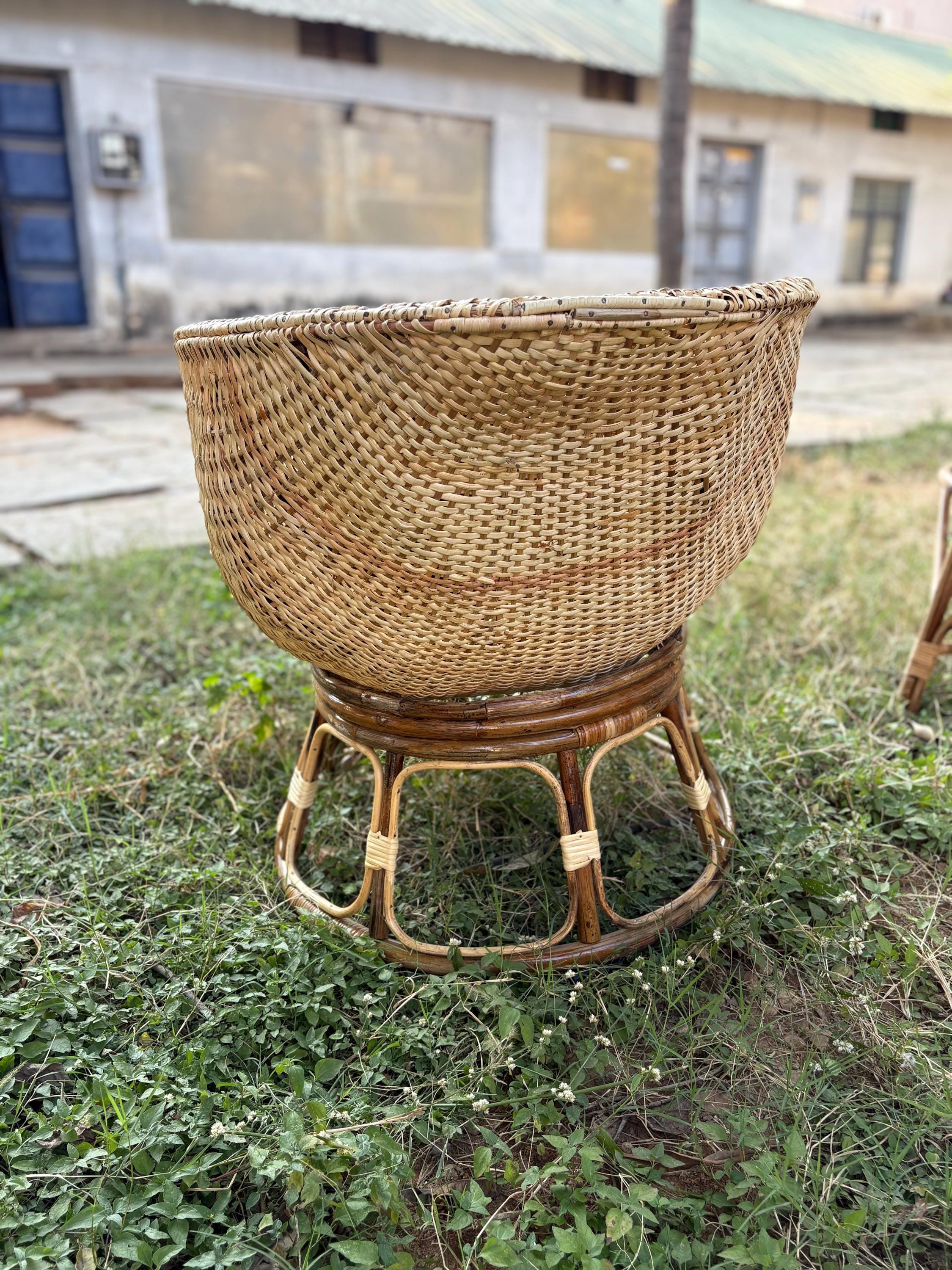 Cane and Rattan Lounge Chair
