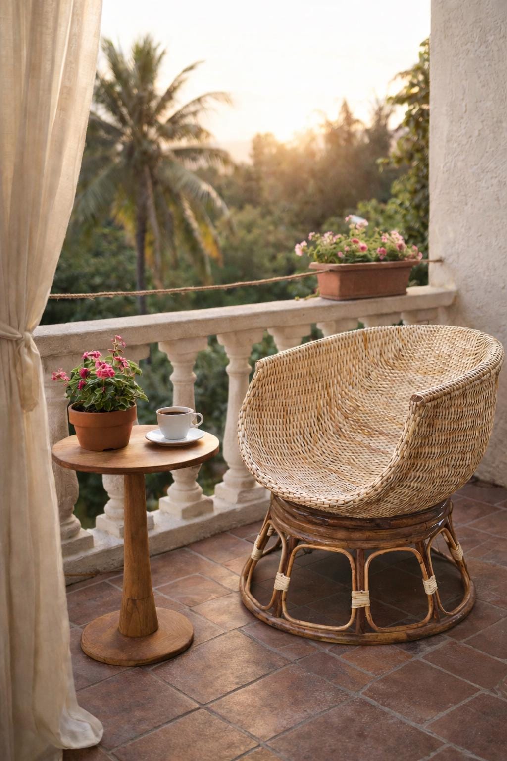 Cane and Rattan Lounge Chair