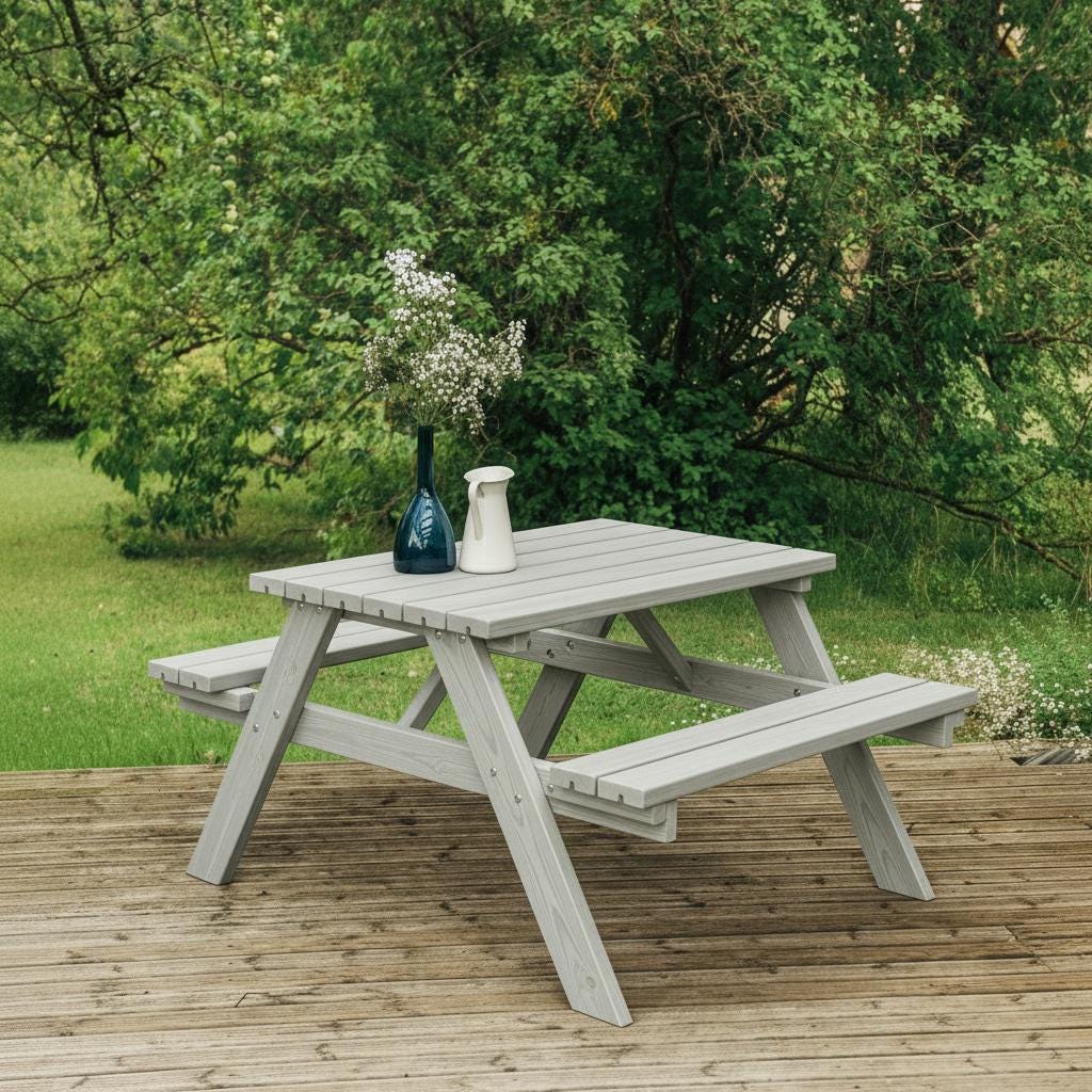 Classic Wooden Picnic Table – Outdoor Garden Table with Benches | Pine Wood