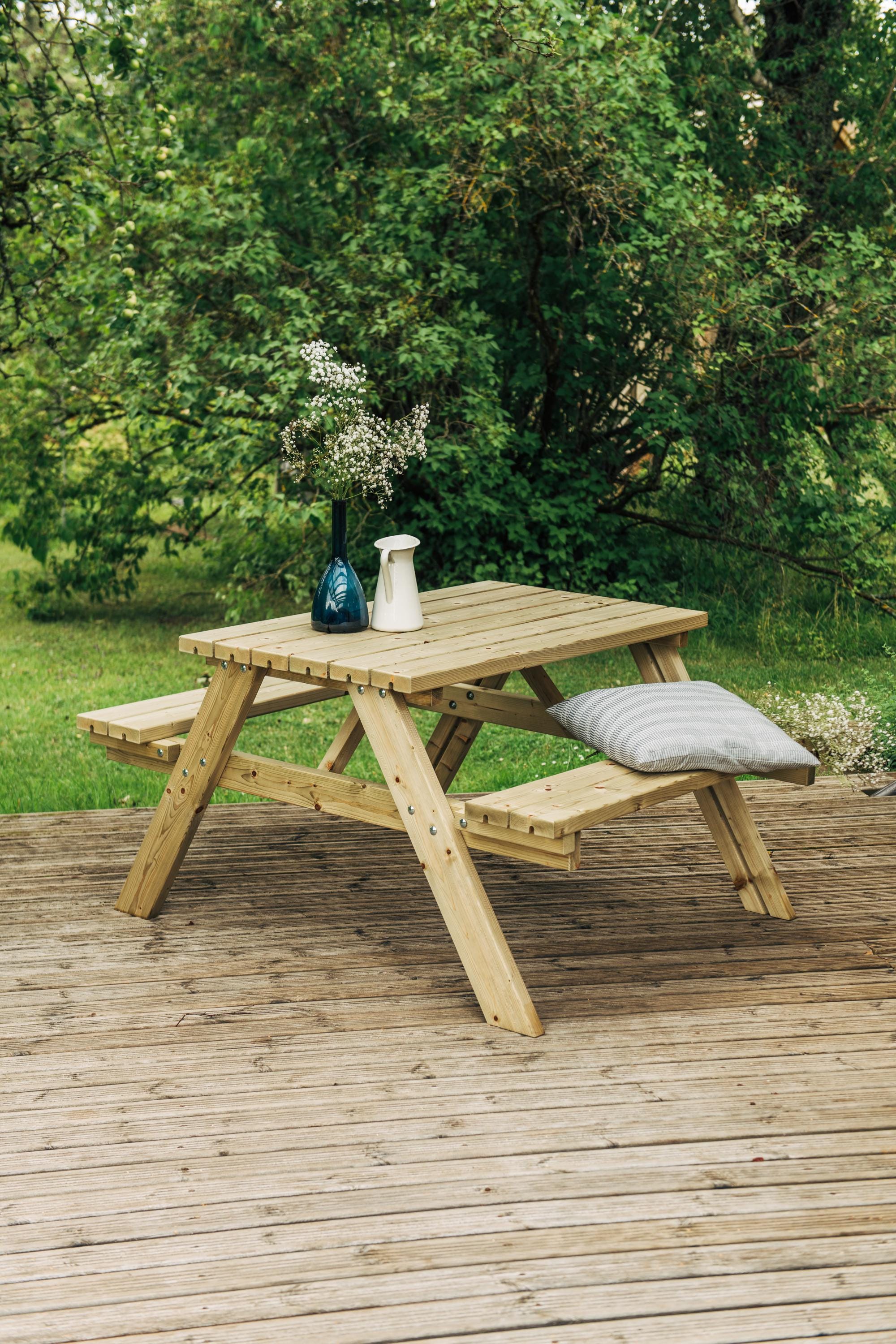 Classic Wooden Picnic Table – Outdoor Garden Table with Benches | Pine Wood