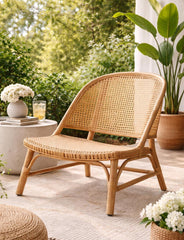 Natural Cane Lounge Chair with Footrest