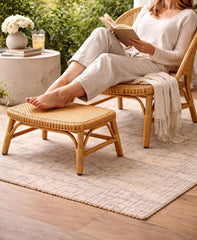 Natural Cane Lounge Chair with Footrest