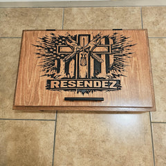 Carved Birch Wood BBQ Box with Pans