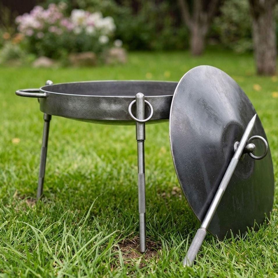 Cast Iron Camp Fire Skillet Wok with Lid (12-20 inch)
