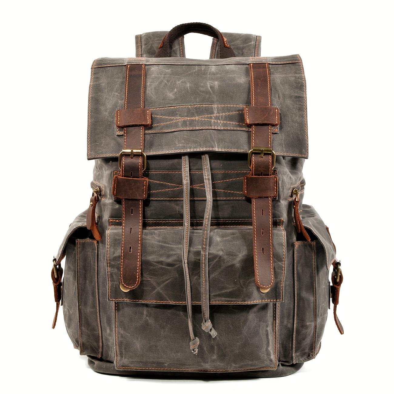 Men's Canvas Hiking Backpack, Large Capacity Laptop Bag, Vintage Outdoor Rucksack, Rugged Travel Backpack, Heavy Duty Daypack