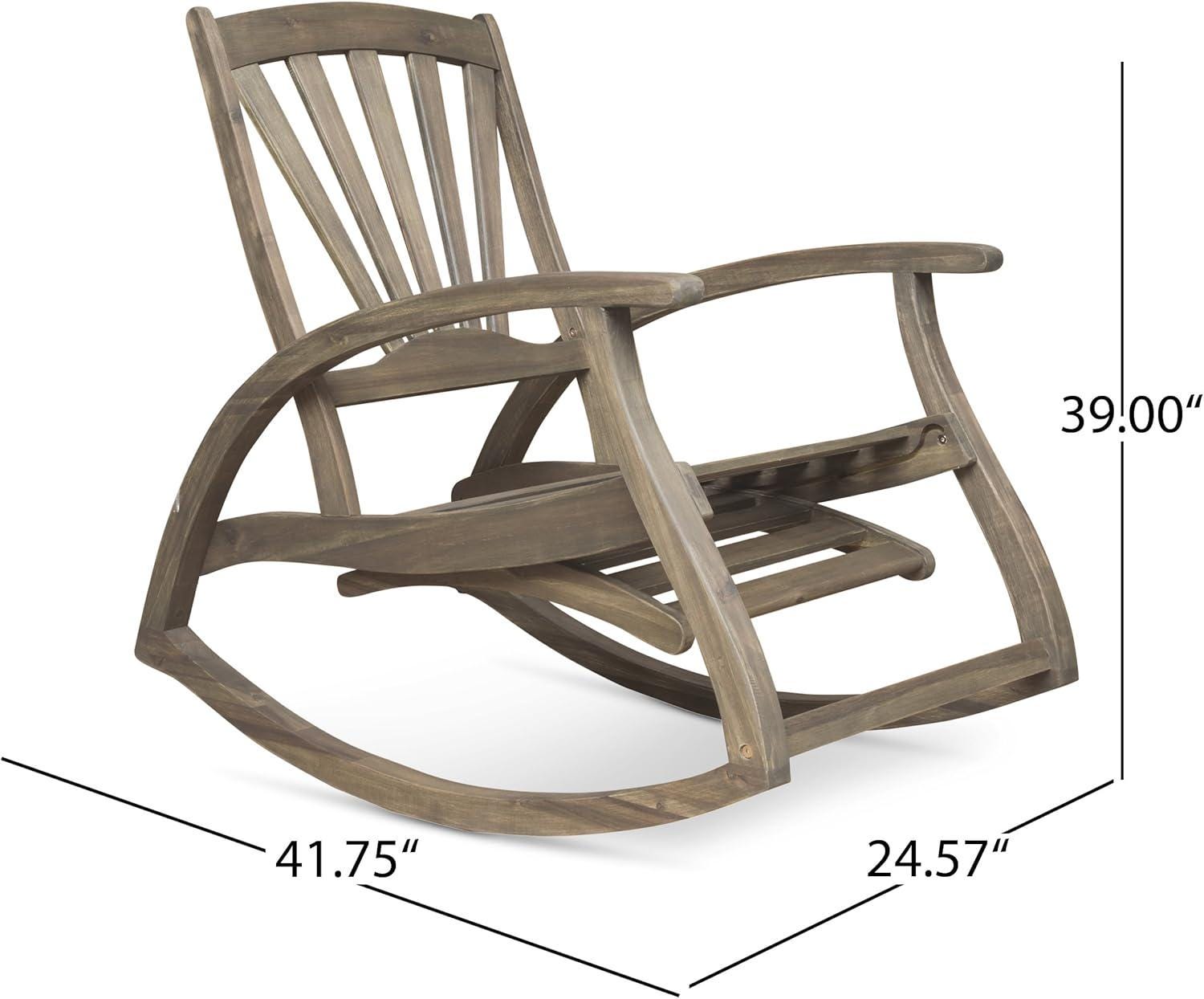 Outdoor Acacia Wood Rocking Chair with Retractable Foot Panel