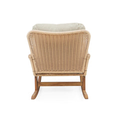 Beige Wicker Rocking Chair with Polyester Cushions and Wooden Frame