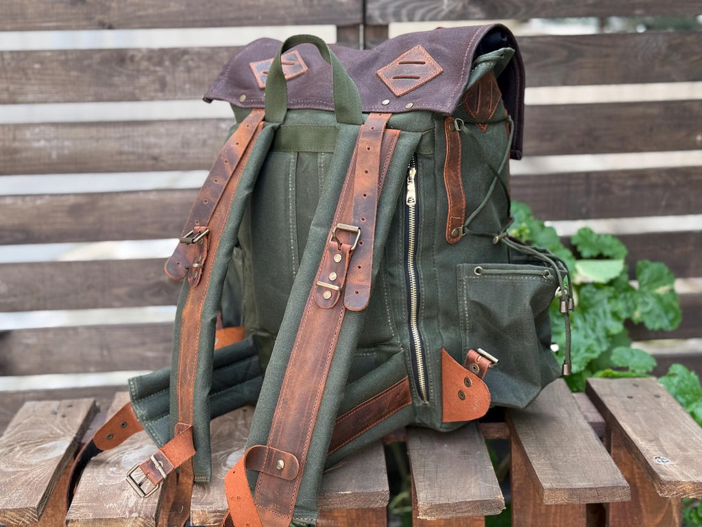 Leather and Canvas Backpack for Travel, Camping, Bushcraft – 525 Outdoorgo