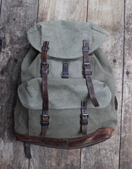 Swiss Army Rucksack - Salt Pepper Cotton Canvas - Military Backpack