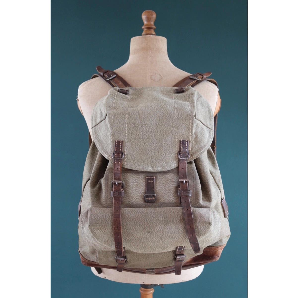 Swiss Army Rucksack - Salt Pepper Cotton Canvas - Military Backpack